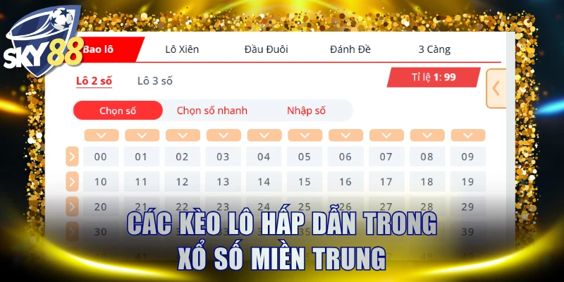 Các kèo lô hấp dẫn trong Xổ Số Miền Trung